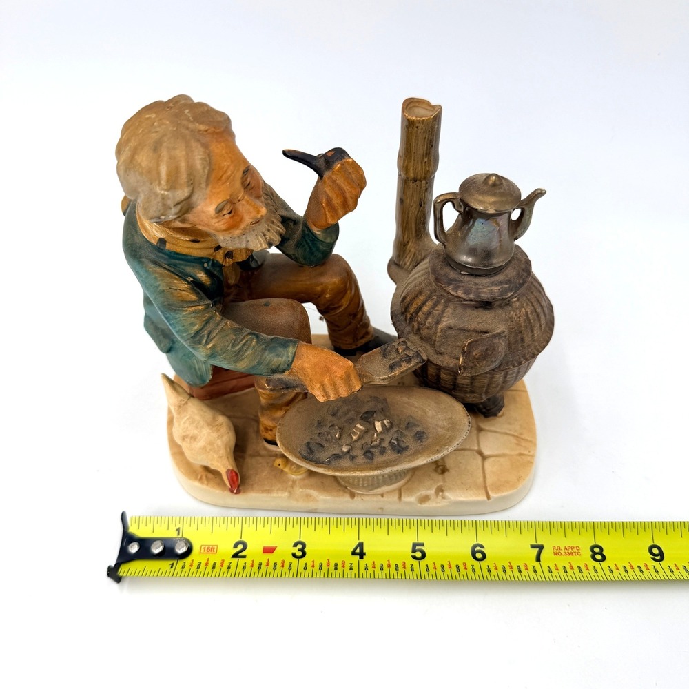 Vintage Norleans Japan Ceramic Figurine Old Man Smoking Pipe Stove Chicken‎ 7in - Picture 7 of 9